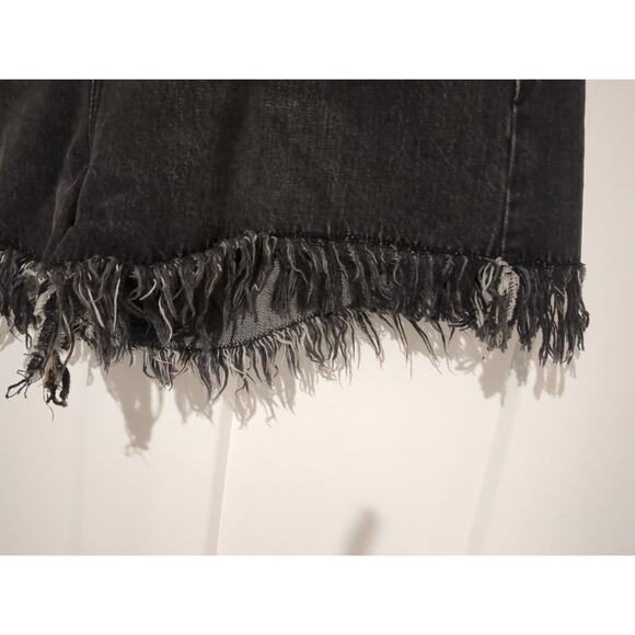 Good American Good 90s High Rise Black Distressed Frayed denim shorts size 10/30 - Picture 8 of 14